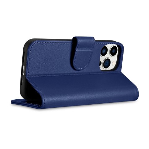 ICarer Wallet Case 2in1 etui iPhone 14 Pro skórzany pokrowiec z klapką Anti-RFID niebieski (WMI14220726-BU) ICarer Wallet Case 2in1 etui iPhone 14 Pro skórzany pokrowiec z klapką Anti-RFID niebieski (WMI14220726-BU)