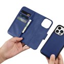 ICarer Wallet Case 2in1 etui iPhone 14 Pro skórzany pokrowiec z klapką Anti-RFID niebieski (WMI14220726-BU)