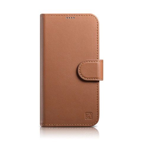 ICarer Wallet Case 2in1 etui iPhone 14 skórzany pokrowiec z klapką Anti-RFID brązowy (WMI14220725-BN) ICarer Wallet Case 2in1 etui iPhone 14 skórzany pokrowiec z klapką Anti-RFID brązowy (WMI14220725-BN)