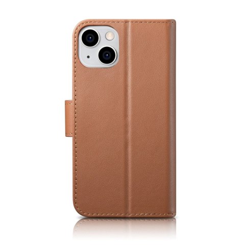 ICarer Wallet Case 2in1 etui iPhone 14 skórzany pokrowiec z klapką Anti-RFID brązowy (WMI14220725-BN) ICarer Wallet Case 2in1 etui iPhone 14 skórzany pokrowiec z klapką Anti-RFID brązowy (WMI14220725-BN)