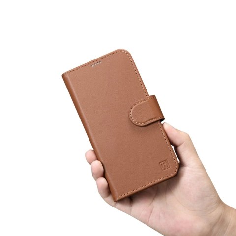 ICarer Wallet Case 2in1 etui iPhone 14 skórzany pokrowiec z klapką Anti-RFID brązowy (WMI14220725-BN) ICarer Wallet Case 2in1 etui iPhone 14 skórzany pokrowiec z klapką Anti-RFID brązowy (WMI14220725-BN)