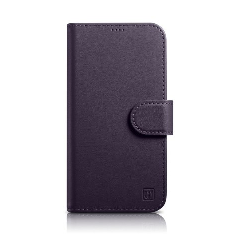 ICarer Wallet Case 2in1 etui iPhone 14 skórzany pokrowiec z klapką Anti-RFID ciemnofioletowy (WMI14220725-DP) ICarer Wallet Case 2in1 etui iPhone 14 skórzany pokrowiec z klapką Anti-RFID ciemnofioletowy (WMI14220725-DP)