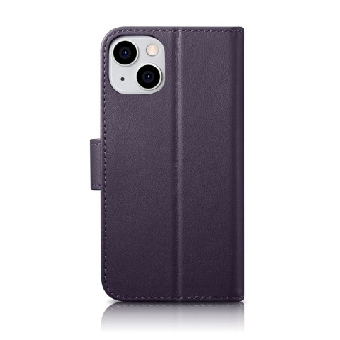 ICarer Wallet Case 2in1 etui iPhone 14 skórzany pokrowiec z klapką Anti-RFID ciemnofioletowy (WMI14220725-DP) ICarer Wallet Case 2in1 etui iPhone 14 skórzany pokrowiec z klapką Anti-RFID ciemnofioletowy (WMI14220725-DP)