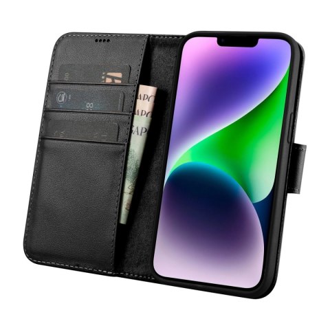 ICarer Wallet Case 2in1 etui iPhone 14 skórzany pokrowiec z klapką Anti-RFID czarny (WMI14220725-BK) ICarer Wallet Case 2in1 etui iPhone 14 skórzany pokrowiec z klapką Anti-RFID czarny (WMI14220725-BK)