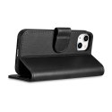 ICarer Wallet Case 2in1 etui iPhone 14 skórzany pokrowiec z klapką Anti-RFID czarny (WMI14220725-BK)