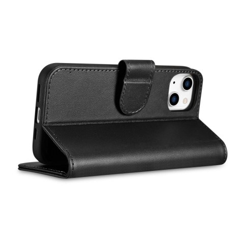 ICarer Wallet Case 2in1 etui iPhone 14 skórzany pokrowiec z klapką Anti-RFID czarny (WMI14220725-BK) ICarer Wallet Case 2in1 etui iPhone 14 skórzany pokrowiec z klapką Anti-RFID czarny (WMI14220725-BK)