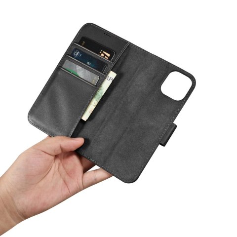 ICarer Wallet Case 2in1 etui iPhone 14 skórzany pokrowiec z klapką Anti-RFID czarny (WMI14220725-BK) ICarer Wallet Case 2in1 etui iPhone 14 skórzany pokrowiec z klapką Anti-RFID czarny (WMI14220725-BK)