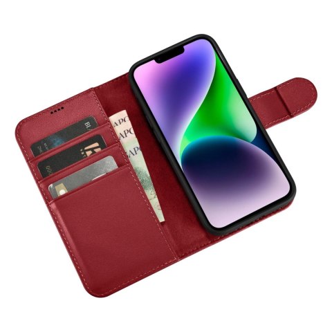 ICarer Wallet Case 2in1 etui iPhone 14 skórzany pokrowiec z klapką Anti-RFID czerwony (WMI14220725-RD) ICarer Wallet Case 2in1 etui iPhone 14 skórzany pokrowiec z klapką Anti-RFID czerwony (WMI14220725-RD)