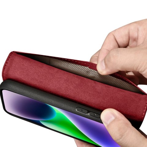 ICarer Wallet Case 2in1 etui iPhone 14 skórzany pokrowiec z klapką Anti-RFID czerwony (WMI14220725-RD) ICarer Wallet Case 2in1 etui iPhone 14 skórzany pokrowiec z klapką Anti-RFID czerwony (WMI14220725-RD)