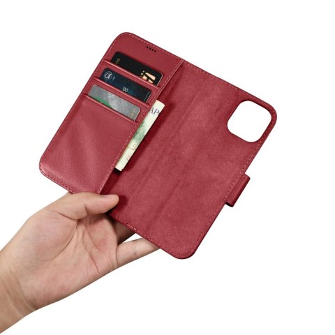 ICarer Wallet Case 2in1 etui iPhone 14 skórzany pokrowiec z klapką Anti-RFID czerwony (WMI14220725-RD) ICarer Wallet Case 2in1 etui iPhone 14 skórzany pokrowiec z klapką Anti-RFID czerwony (WMI14220725-RD)