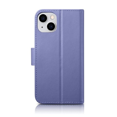 ICarer Wallet Case 2in1 etui iPhone 14 skórzany pokrowiec z klapką Anti-RFID jasnofioletowy (WMI14220725-LP) ICarer Wallet Case 2in1 etui iPhone 14 skórzany pokrowiec z klapką Anti-RFID jasnofioletowy (WMI14220725-LP)
