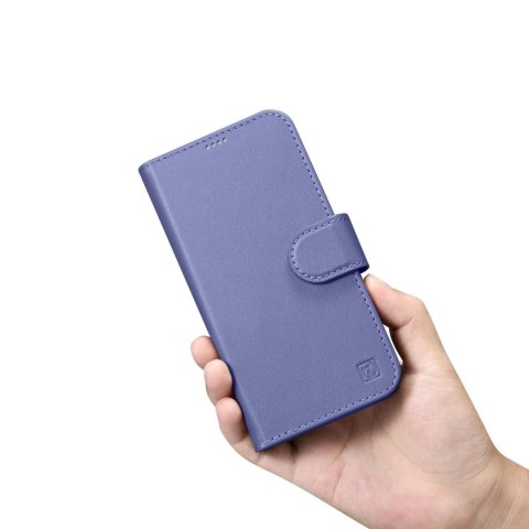 ICarer Wallet Case 2in1 etui iPhone 14 skórzany pokrowiec z klapką Anti-RFID jasnofioletowy (WMI14220725-LP) ICarer Wallet Case 2in1 etui iPhone 14 skórzany pokrowiec z klapką Anti-RFID jasnofioletowy (WMI14220725-LP)