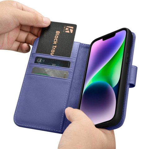 ICarer Wallet Case 2in1 etui iPhone 14 skórzany pokrowiec z klapką Anti-RFID jasnofioletowy (WMI14220725-LP) ICarer Wallet Case 2in1 etui iPhone 14 skórzany pokrowiec z klapką Anti-RFID jasnofioletowy (WMI14220725-LP)