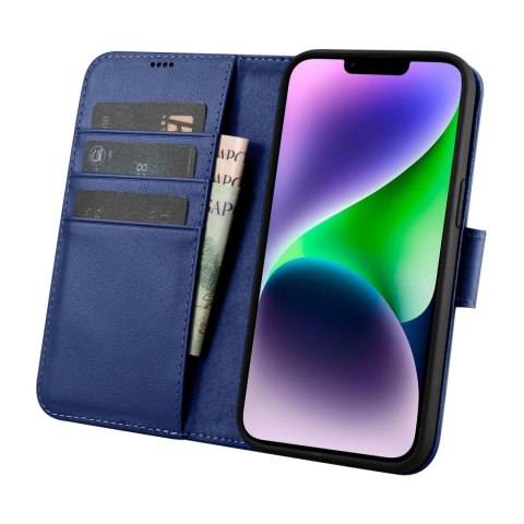 ICarer Wallet Case 2in1 etui iPhone 14 skórzany pokrowiec z klapką Anti-RFID niebieski (WMI14220725-BU) ICarer Wallet Case 2in1 etui iPhone 14 skórzany pokrowiec z klapką Anti-RFID niebieski (WMI14220725-BU)
