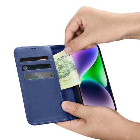 ICarer Wallet Case 2in1 etui iPhone 14 skórzany pokrowiec z klapką Anti-RFID niebieski (WMI14220725-BU) ICarer Wallet Case 2in1 etui iPhone 14 skórzany pokrowiec z klapką Anti-RFID niebieski (WMI14220725-BU)