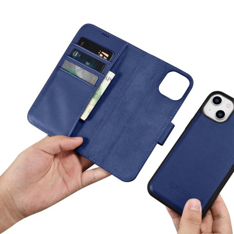ICarer Wallet Case 2in1 etui iPhone 14 skórzany pokrowiec z klapką Anti-RFID niebieski (WMI14220725-BU) ICarer Wallet Case 2in1 etui iPhone 14 skórzany pokrowiec z klapką Anti-RFID niebieski (WMI14220725-BU)