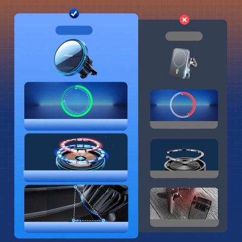 Joyroom uchwyt samochodowy do telefonu z ładowarką indukcyjną Qi 15W (kompatybilną z MagSafe) na kratkę nawiewu srebrny (JR-ZS29 Joyroom uchwyt samochodowy do telefonu z ładowarką indukcyjną Qi 15W (kompatybilną z MagSafe) na kratkę nawiewu srebrny (JR-ZS29