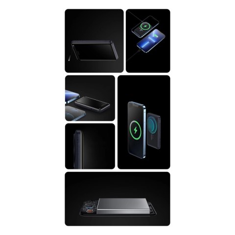 Powerbank Baseus Magnetic Bracket 10000mAh 20W z MagSafe - ciemnoniebieski + kabel USB-C 60W 0.5m Powerbank Baseus Magnetic Bracket 10000mAh 20W z MagSafe - ciemnoniebieski + kabel USB-C 60W 0.5m