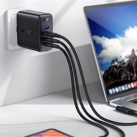 Acefast szybka ładowarka sieciowa GaN 3xUSB-C/1xUSB-A 100W czarna + kabel kątowy USB-C - USB-C 100W 2m czarny Acefast szybka ładowarka sieciowa GaN 3xUSB-C/1xUSB-A 100W czarna + kabel kątowy USB-C - USB-C 100W 2m czarny