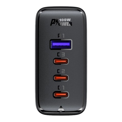 Acefast szybka ładowarka sieciowa GaN 3xUSB-C/1xUSB-A 100W czarna + kabel kątowy USB-C - USB-C 100W 2m czarny Acefast szybka ładowarka sieciowa GaN 3xUSB-C/1xUSB-A 100W czarna + kabel kątowy USB-C - USB-C 100W 2m czarny