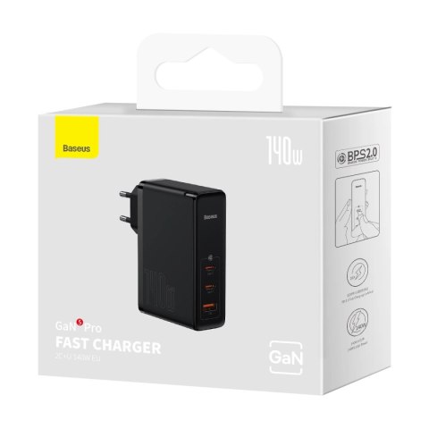 Baseus GaN5 Pro szybka ładowarka 2xUSB-C+USB 140W EU czarna (CCGP100201) Baseus GaN5 Pro szybka ładowarka 2xUSB-C+USB 140W EU czarna (CCGP100201)