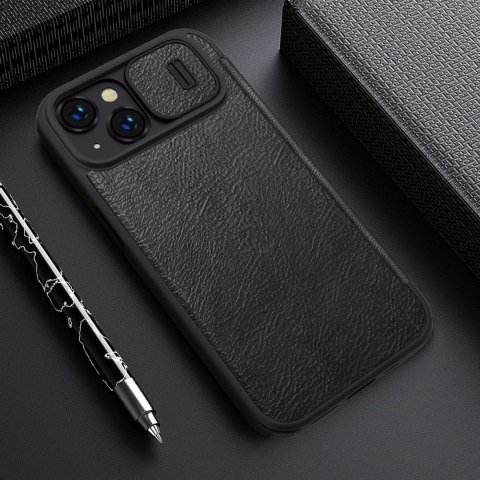 Nillkin Qin Leather Pro Case etui iPhone 14 Plus osłona na aparat kabura pokrowiec obudowa z klapką czarny Nillkin Qin Leather Pro Case etui iPhone 14 Plus osłona na aparat kabura pokrowiec obudowa z klapką czarny