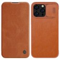 Nillkin Qin Leather Pro Case etui iPhone 14 Pro Max osłona na aparat kabura pokrowiec obudowa z klapką brązowy Nillkin Qin Leather Pro Case etui iPhone 14 Pro Max osłona na aparat kabura pokrowiec obudowa z klapką brązowy