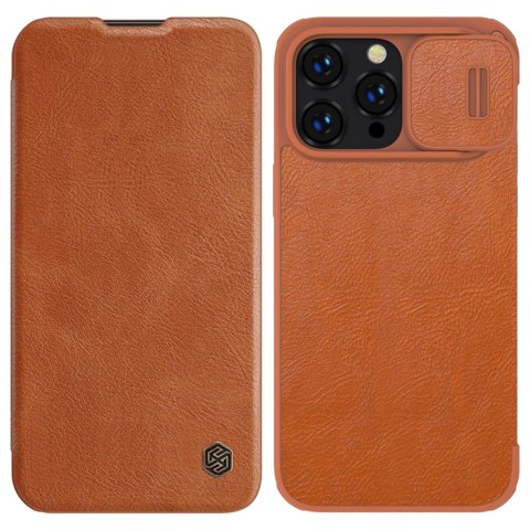 Nillkin Qin Leather Pro Case etui iPhone 14 Pro Max osłona na aparat kabura pokrowiec obudowa z klapką brązowy Nillkin Qin Leather Pro Case etui iPhone 14 Pro Max osłona na aparat kabura pokrowiec obudowa z klapką brązowy
