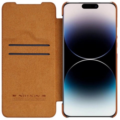 Nillkin Qin Leather Pro Case etui iPhone 14 Pro Max osłona na aparat kabura pokrowiec obudowa z klapką brązowy Nillkin Qin Leather Pro Case etui iPhone 14 Pro Max osłona na aparat kabura pokrowiec obudowa z klapką brązowy