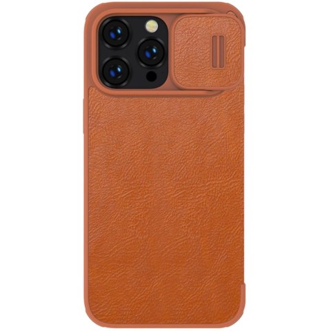 Nillkin Qin Leather Pro Case etui iPhone 14 Pro Max osłona na aparat kabura pokrowiec obudowa z klapką brązowy Nillkin Qin Leather Pro Case etui iPhone 14 Pro Max osłona na aparat kabura pokrowiec obudowa z klapką brązowy