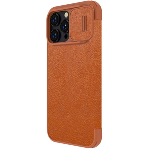 Nillkin Qin Leather Pro Case etui iPhone 14 Pro Max osłona na aparat kabura pokrowiec obudowa z klapką brązowy Nillkin Qin Leather Pro Case etui iPhone 14 Pro Max osłona na aparat kabura pokrowiec obudowa z klapką brązowy