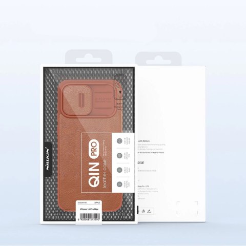 Nillkin Qin Leather Pro Case etui iPhone 14 Pro Max osłona na aparat kabura pokrowiec obudowa z klapką brązowy Nillkin Qin Leather Pro Case etui iPhone 14 Pro Max osłona na aparat kabura pokrowiec obudowa z klapką brązowy