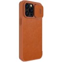 Nillkin Qin Leather Pro Case etui iPhone 14 Pro Max osłona na aparat kabura pokrowiec obudowa z klapką brązowy Nillkin Qin Leather Pro Case etui iPhone 14 Pro Max osłona na aparat kabura pokrowiec obudowa z klapką brązowy