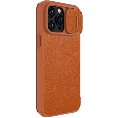 Nillkin Qin Leather Pro Case etui iPhone 14 Pro Max osłona na aparat kabura pokrowiec obudowa z klapką brązowy Nillkin Qin Leather Pro Case etui iPhone 14 Pro Max osłona na aparat kabura pokrowiec obudowa z klapką brązowy