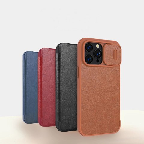 Nillkin Qin Leather Pro Case etui iPhone 14 Pro Max osłona na aparat kabura pokrowiec obudowa z klapką brązowy Nillkin Qin Leather Pro Case etui iPhone 14 Pro Max osłona na aparat kabura pokrowiec obudowa z klapką brązowy