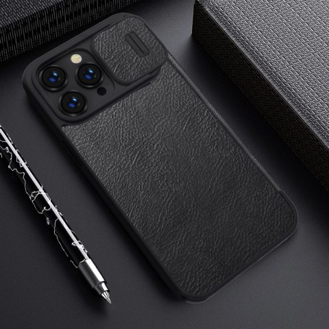 Nillkin Qin Leather Pro Case etui iPhone 14 Pro Max osłona na aparat kabura pokrowiec obudowa z klapką brązowy Nillkin Qin Leather Pro Case etui iPhone 14 Pro Max osłona na aparat kabura pokrowiec obudowa z klapką brązowy