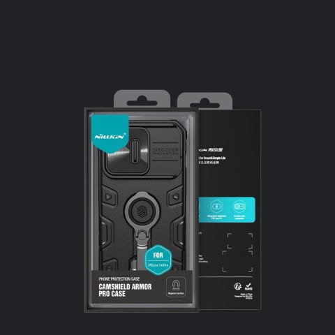 Nillkin CamShield Armor Pro Magnetic Case etui iPhone 14 Pro magnetyczny pokrowiec MagSafe z osłoną na aparat niebieskie Nillkin CamShield Armor Pro Magnetic Case etui iPhone 14 Pro magnetyczny pokrowiec MagSafe z osłoną na aparat niebieskie