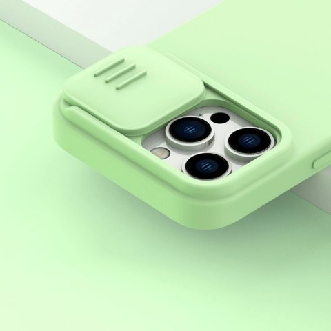 Nillkin CamShield Silky Silicone Case etui iPhone 14 Pro Max silikonowy pokrowiec z osłoną na aparat niebieskie Nillkin CamShield Silky Silicone Case etui iPhone 14 Pro Max silikonowy pokrowiec z osłoną na aparat niebieskie