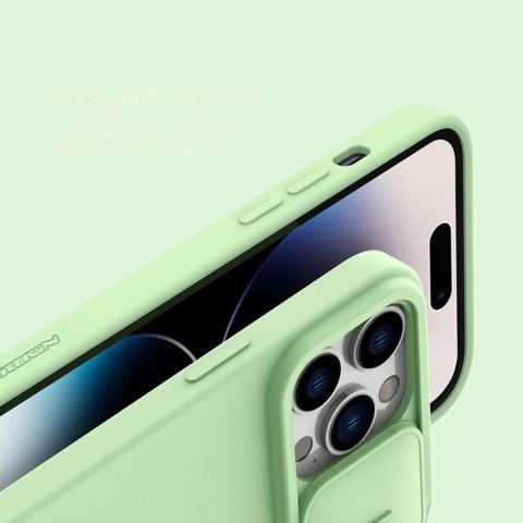Nillkin CamShield Silky Silicone Case etui iPhone 14 Pro pokrowiec z osłoną na aparat zielony Nillkin CamShield Silky Silicone Case etui iPhone 14 Pro pokrowiec z osłoną na aparat zielony