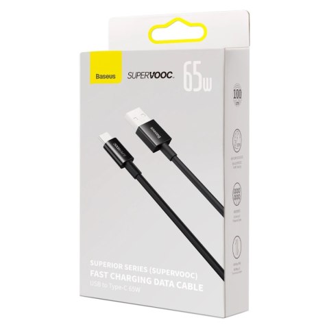 Baseus Superior Series kabel SUPERVOOC USB-A do USB-C 65W 1m czarny Baseus Superior Series kabel SUPERVOOC USB-A do USB-C 65W 1m czarny