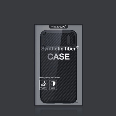 Nillkin Synthetic Fiber S Case etui iPhone 14 z osłoną na aparat czarny Nillkin Synthetic Fiber S Case etui iPhone 14 z osłoną na aparat czarny