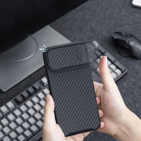 Nillkin Synthetic Fiber S Case etui iPhone 14 z osłoną na aparat czarny Nillkin Synthetic Fiber S Case etui iPhone 14 z osłoną na aparat czarny