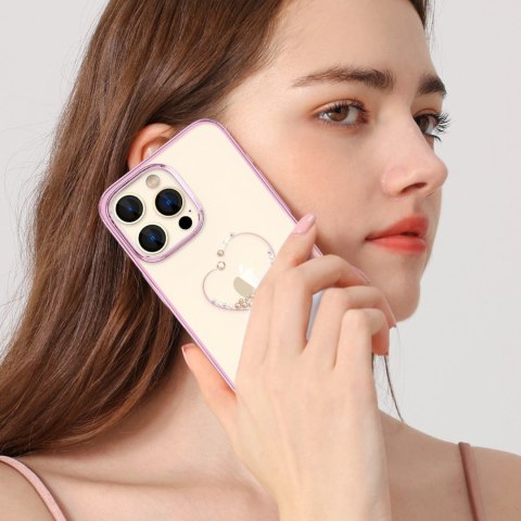Etui silikonowe z kryształami Swarovski Kingxbar Wish Series do iPhone 14 Plus - różowe Etui silikonowe z kryształami Swarovski Kingxbar Wish Series do iPhone 14 Plus - różowe