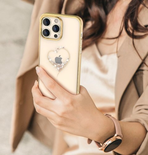 Etui silikonowe z kryształami Swarovski Kingxbar Wish Series do iPhone 14 Plus - złote Etui silikonowe z kryształami Swarovski Kingxbar Wish Series do iPhone 14 Plus - złote