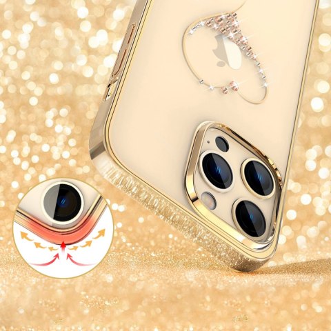 Etui silikonowe z kryształami Swarovski Kingxbar Wish Series do iPhone 14 Plus - złote Etui silikonowe z kryształami Swarovski Kingxbar Wish Series do iPhone 14 Plus - złote