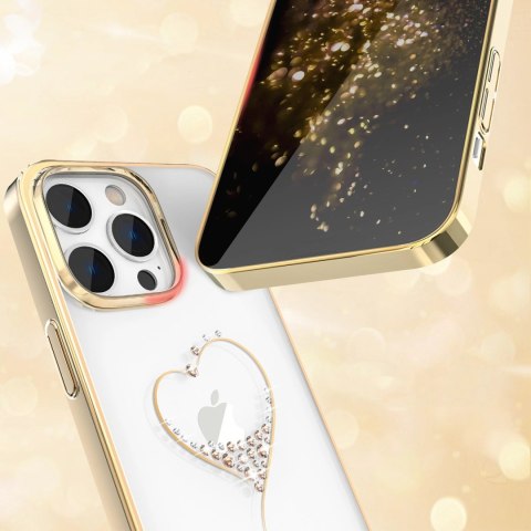 Etui silikonowe z kryształami Swarovski Kingxbar Wish Series do iPhone 14 Plus - złote Etui silikonowe z kryształami Swarovski Kingxbar Wish Series do iPhone 14 Plus - złote