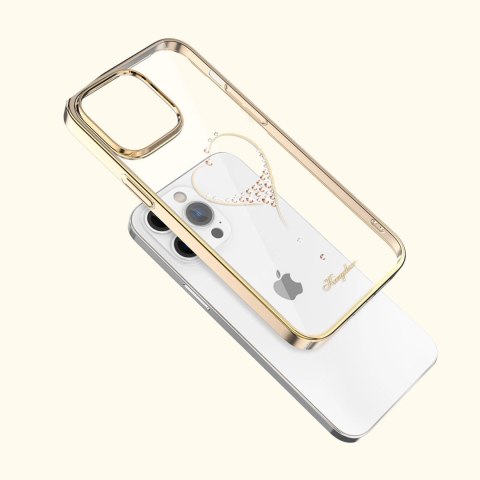 Etui silikonowe z kryształami Swarovski Kingxbar Wish Series do iPhone 14 Plus - złote Etui silikonowe z kryształami Swarovski Kingxbar Wish Series do iPhone 14 Plus - złote