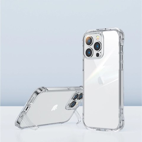 Joyroom Defender Series etui pokrowiec do iPhone 14 Pro pancerna obudowa z haczykami podstawką przezroczysty (JR-14H2) Joyroom Defender Series etui pokrowiec do iPhone 14 Pro pancerna obudowa z haczykami podstawką przezroczysty (JR-14H2)