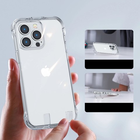 Joyroom Defender Series etui pokrowiec do iPhone 14 Pro pancerna obudowa z haczykami podstawką przezroczysty (JR-14H2) Joyroom Defender Series etui pokrowiec do iPhone 14 Pro pancerna obudowa z haczykami podstawką przezroczysty (JR-14H2)