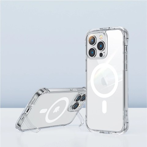 Joyroom Magnetic Defender magnetyczne etui do iPhone 14 Pro Max pancerny pokrowiec z haczykami podstawką przezroczysty (kompatyb Joyroom Magnetic Defender magnetyczne etui do iPhone 14 Pro Max pancerny pokrowiec z haczykami podstawką przezroczysty (kompatyb